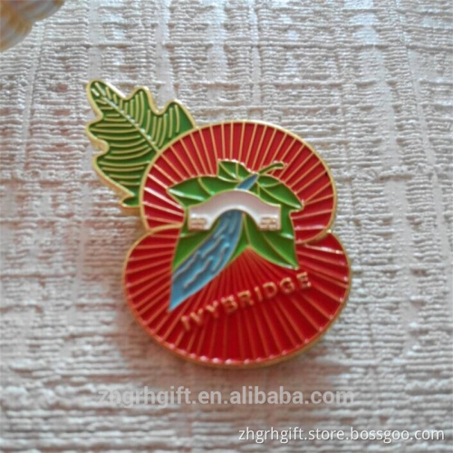 Factory customized UK metal poppy pin badge poppy flower badge poppy pin badges